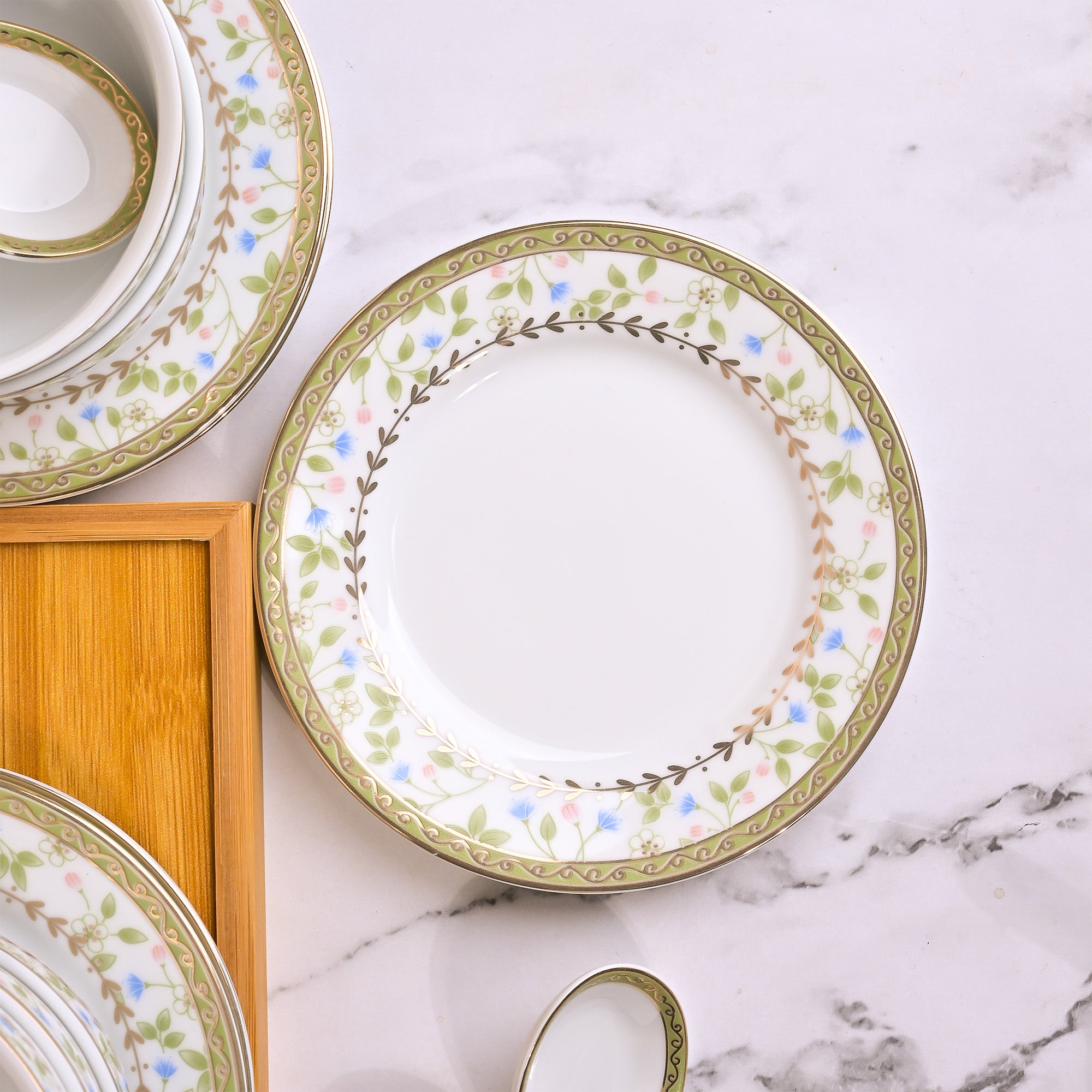 Sophisticated porcelain serving bowls with matching spoons

