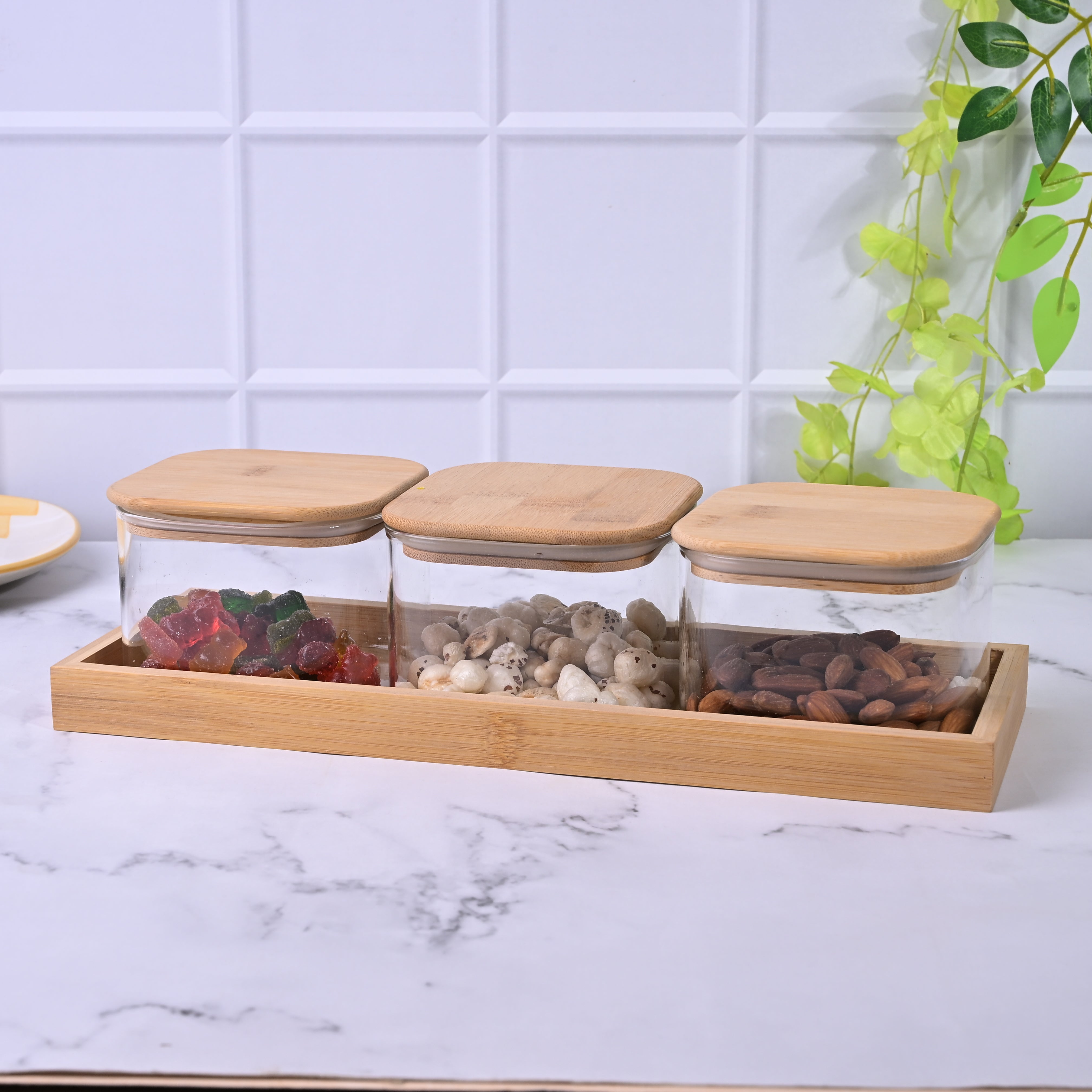 Elite glass storage jar set for kitchen organization
