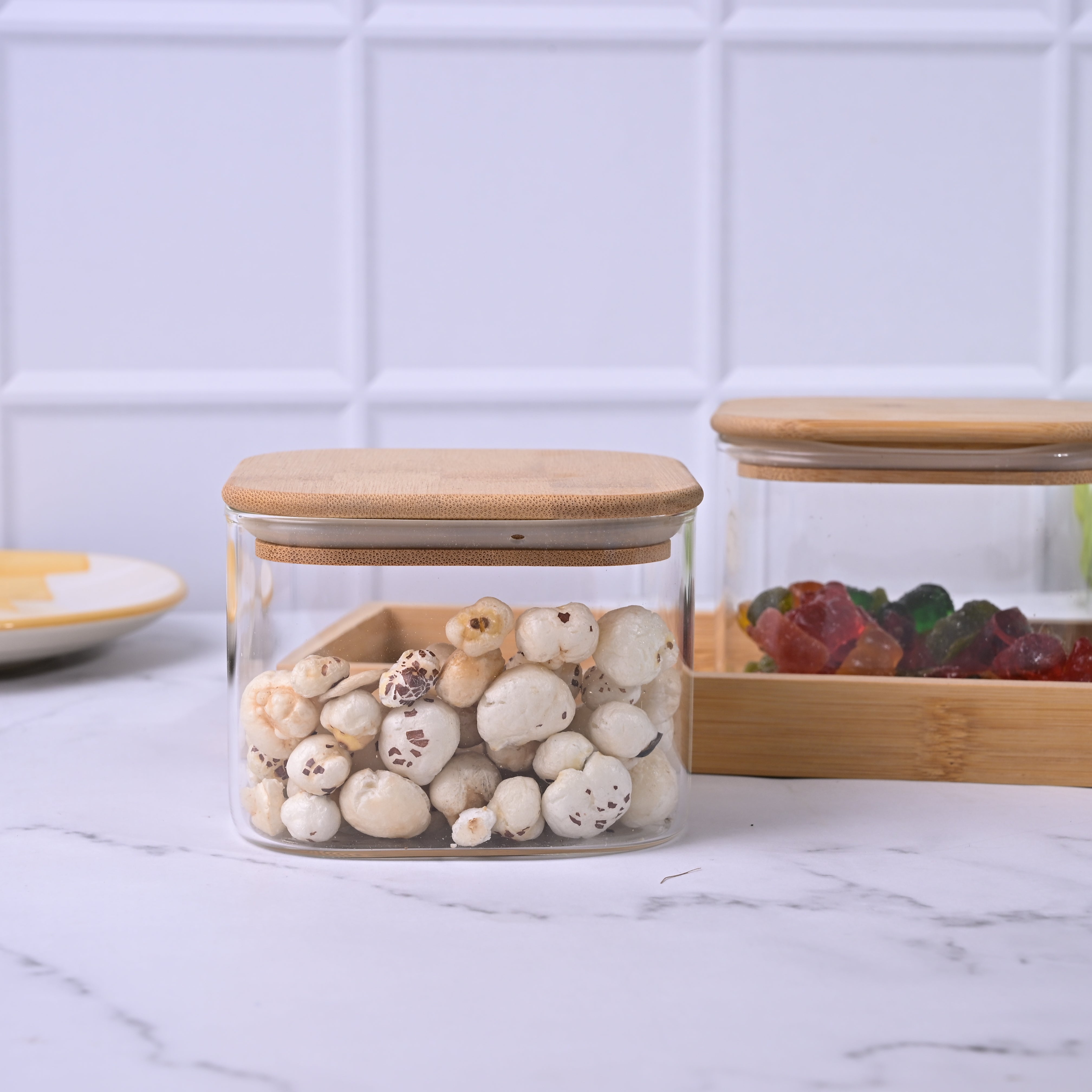 Premium transparent glass storage jars for pantry
