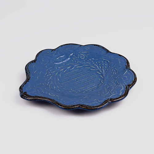 Elegant Pacific blue embroidered platter

