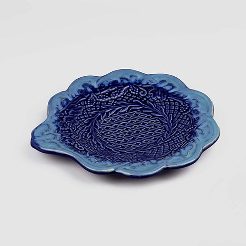 Elegant navy blue embroidered platter

