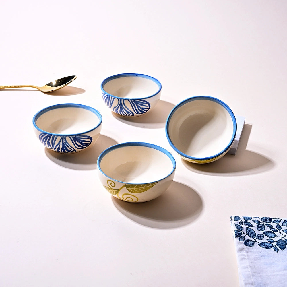 Four-piece blue ceramic bowl set

