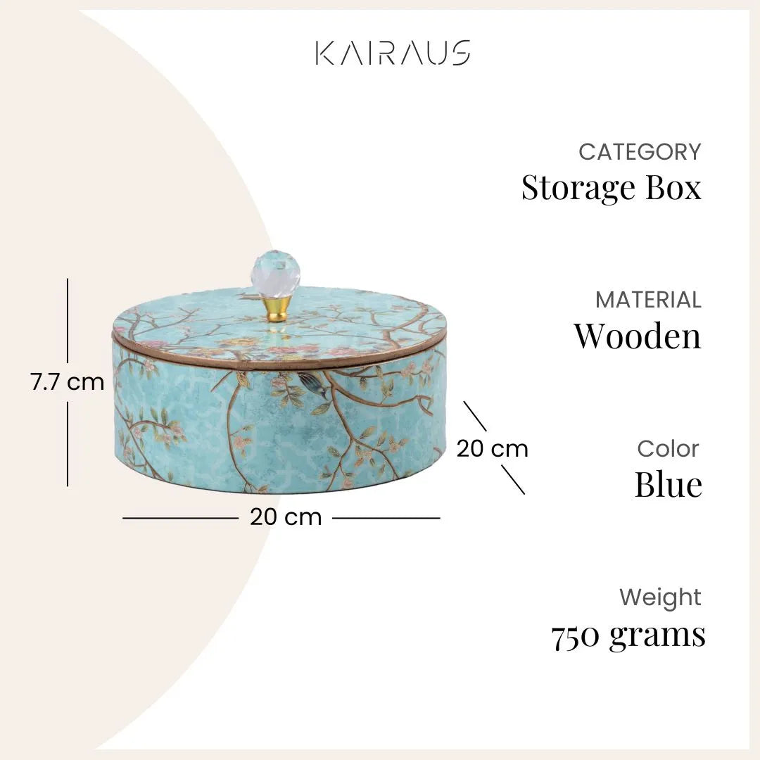 Elegant circular wooden storage box for home decor

