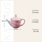 Faded Pink Tea Kettle Set Arranged for a Cozy Tea Time