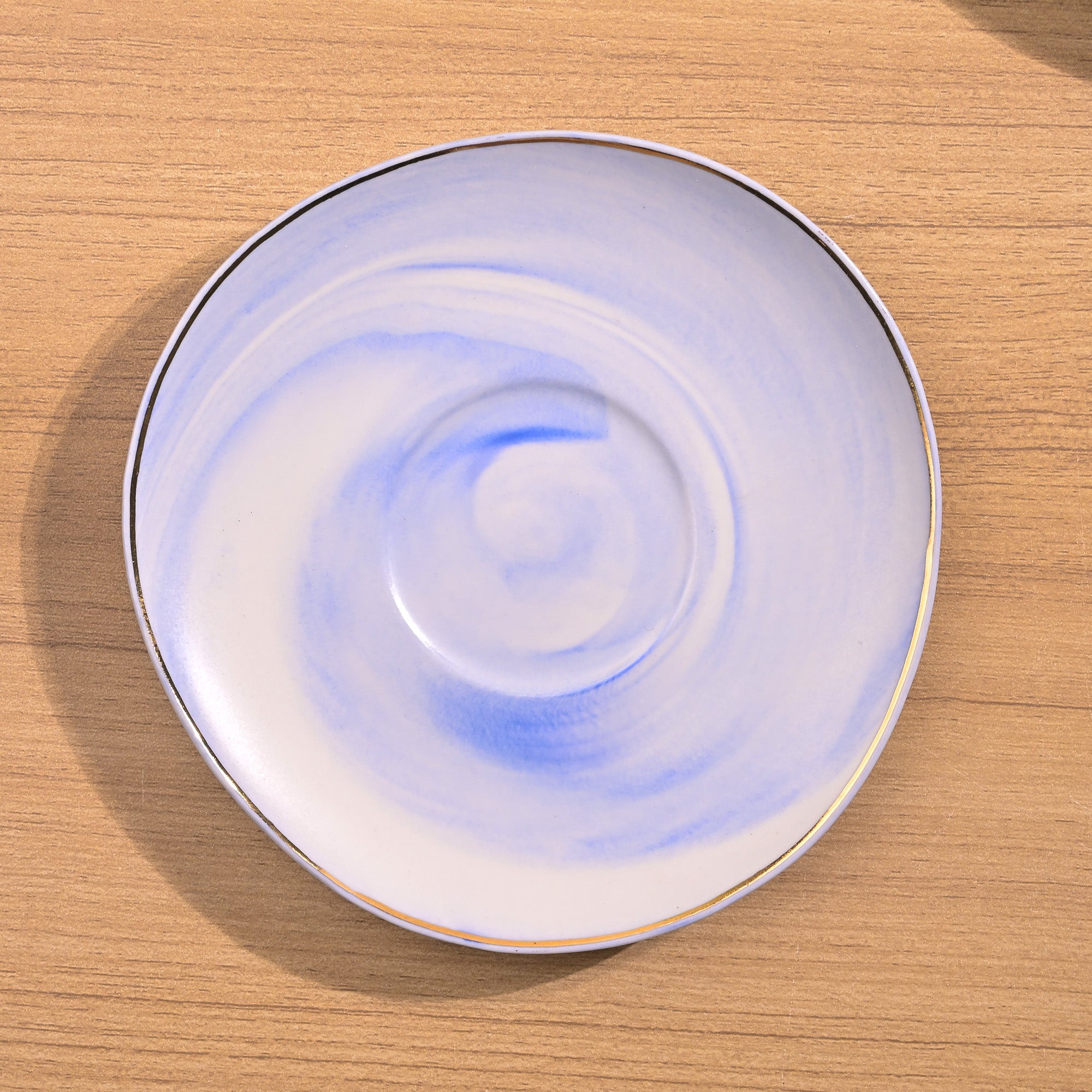 Sky blue kettle and saucers

