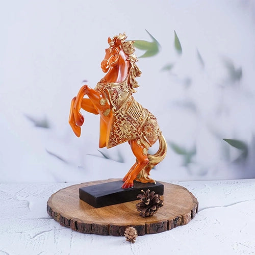 Golden prosperity horse statue for positive energy

