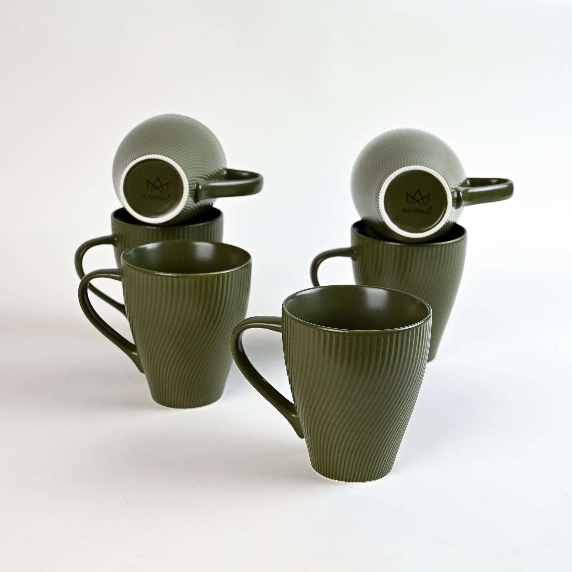 Set of 6 fern green coffee mugs

