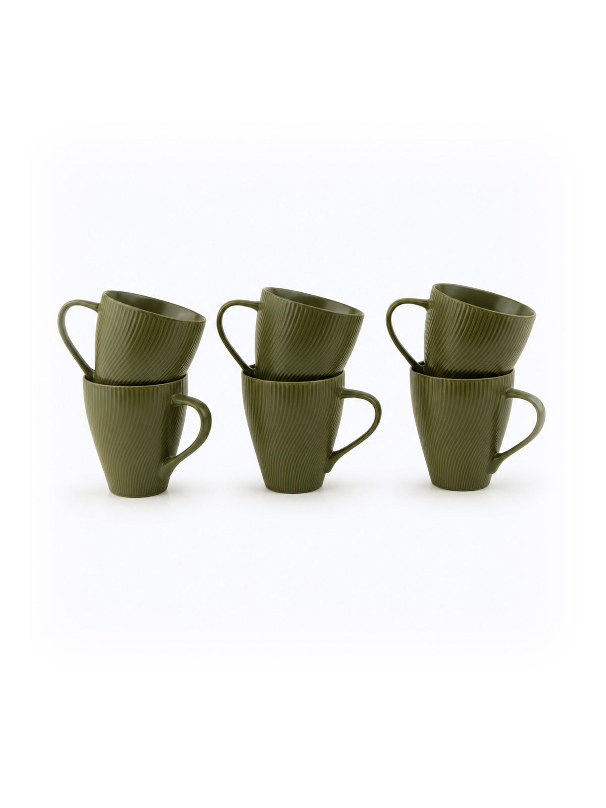 Set of six Fern Green New Bone China coffee mugs

