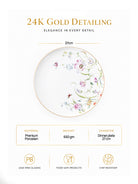 Premium floral-patterned dinner plate with gold finish

