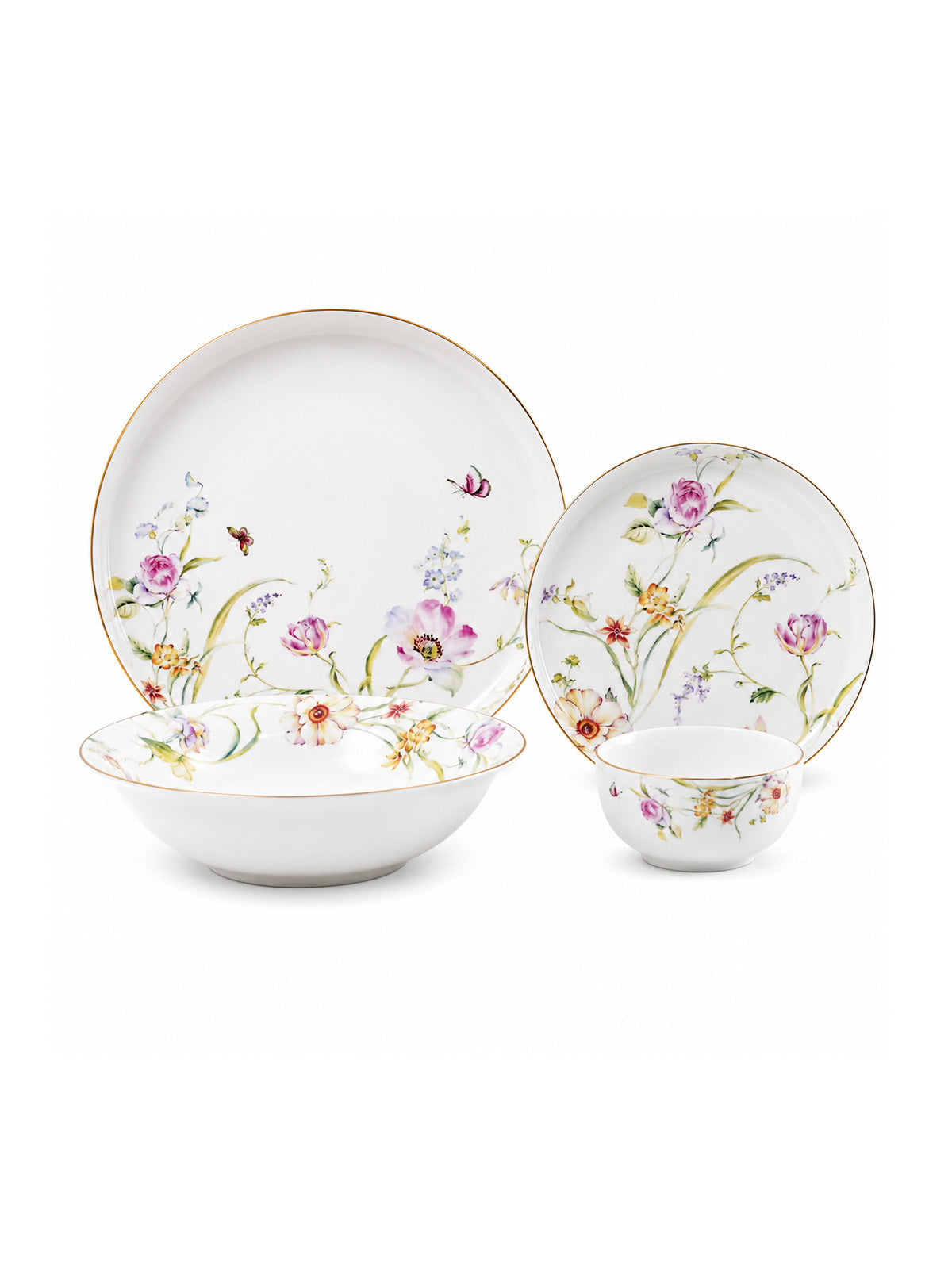 Floral Dream 24K pure gold detailing porcelain dinner set 27 pcs


