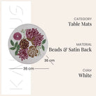 Decorative floral beadwork placemat for table decor
