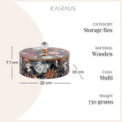 Handmade wooden box with colorful floral patterns


