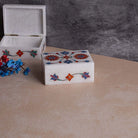 Luxury floral inlay marble jewelry box for precious accessories

