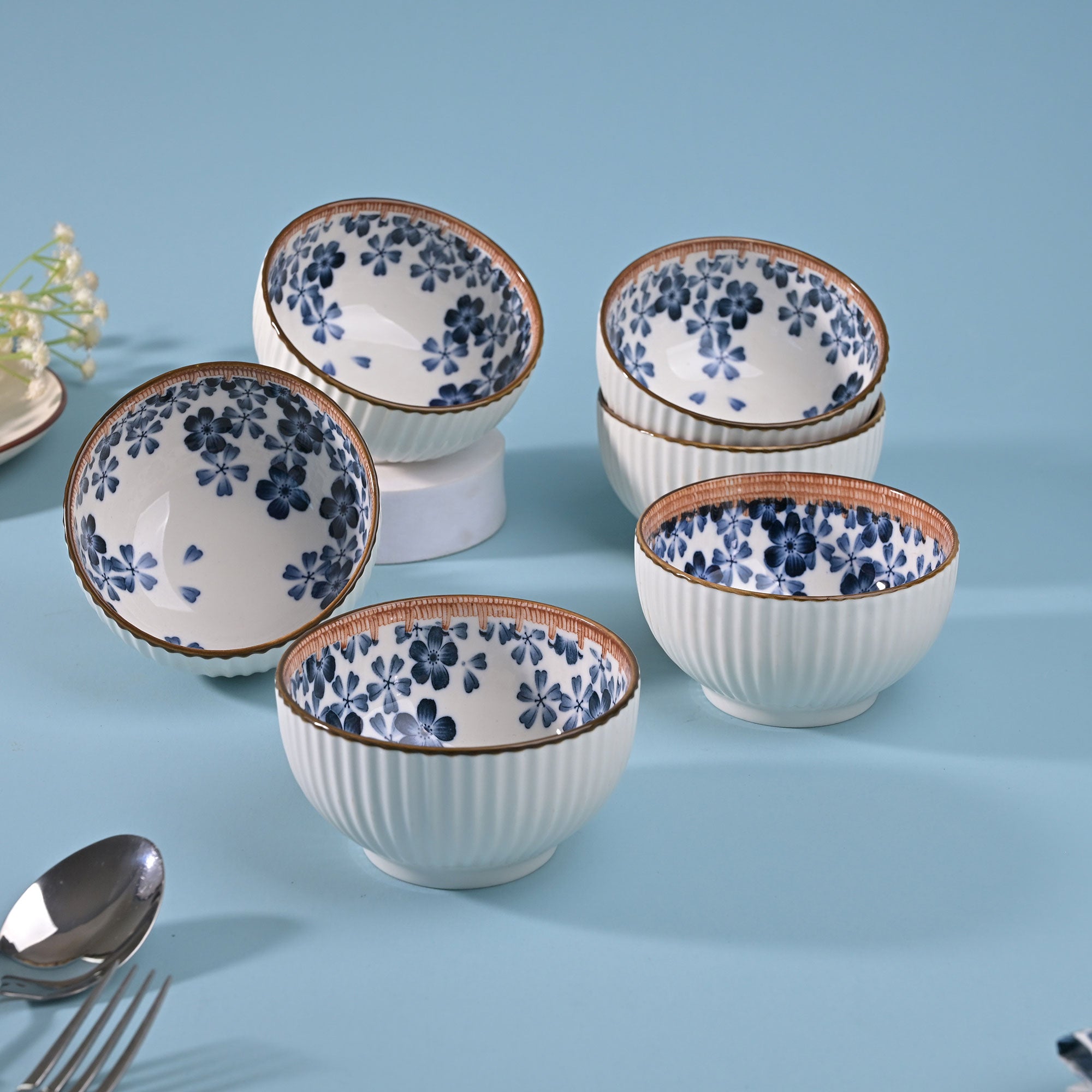 Floral ribbed elegant bowl set

