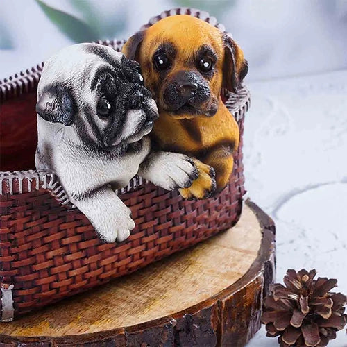 Cute pug duo figurine for living room decor

