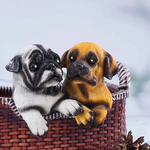 Decorative pug friendship statue with an elegant design

