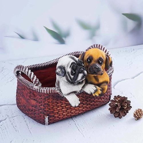 Charming pug friends figurines with detailed craftsmanship

