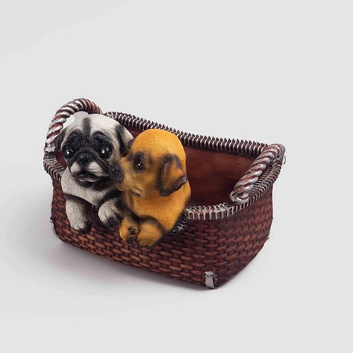 Adorable pug duo statue for cozy home decor

