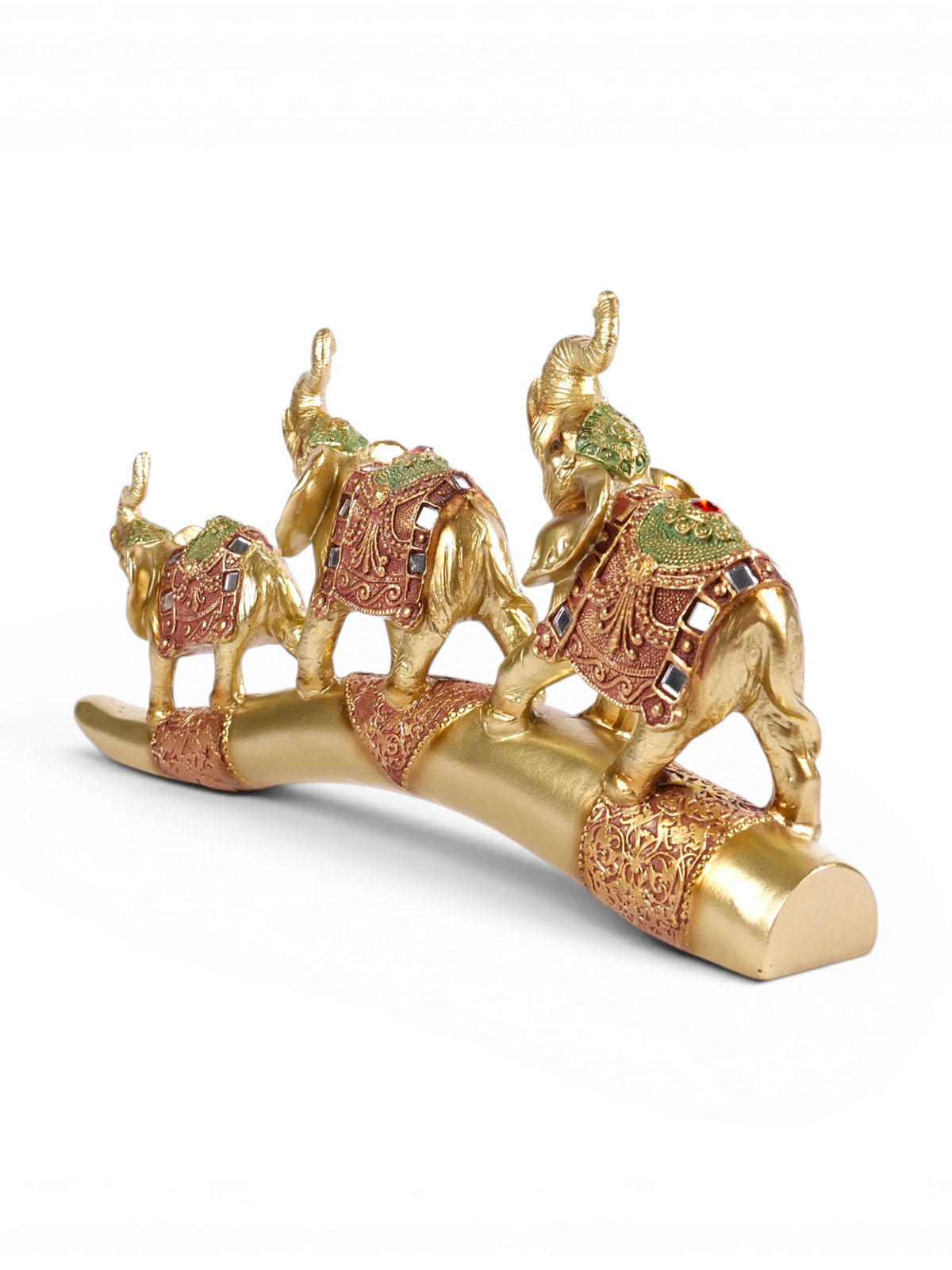 Gaj Elephants on Arc Figurine displayed as home decor

