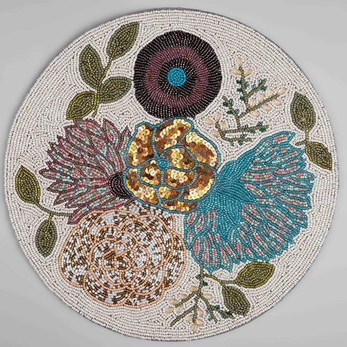 Blue blossom floral table mat for dining table
