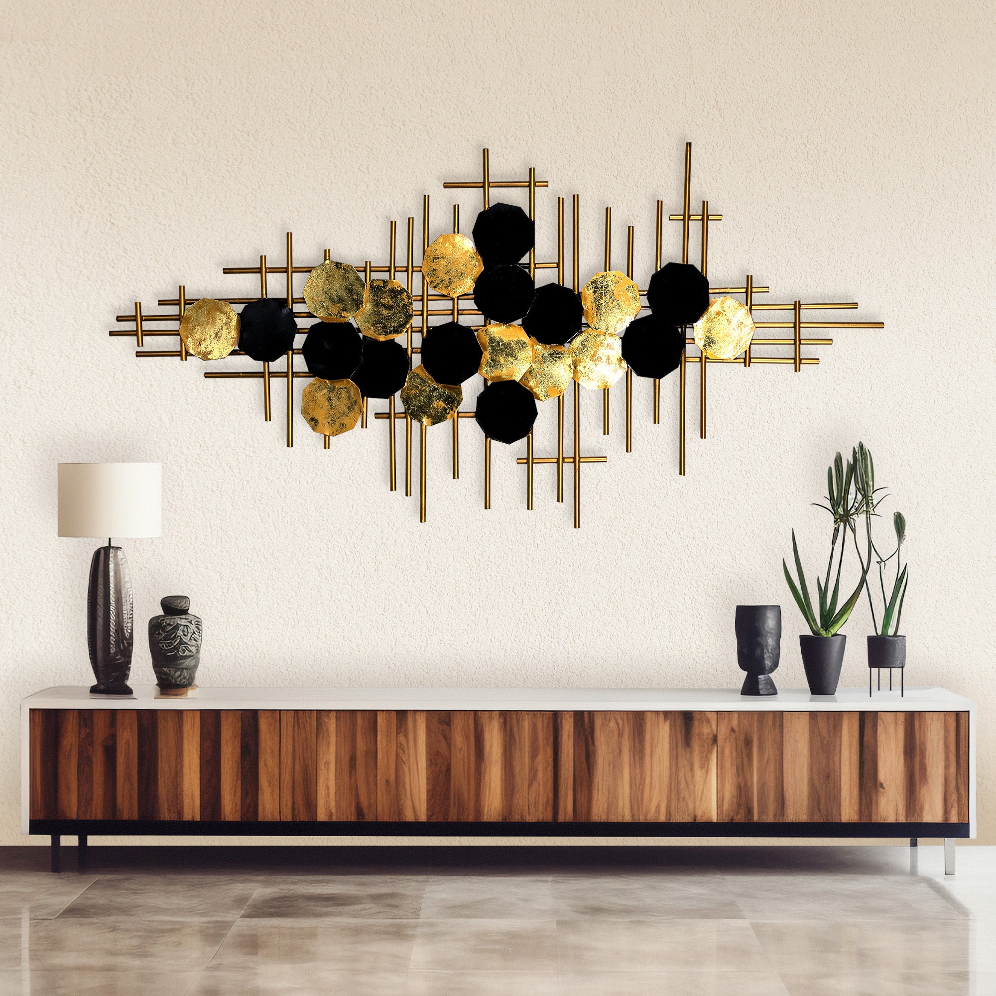 Geometric Elegance metal wall decor with modern design

