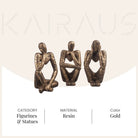 Artistic trio sculpture set with a luxurious gold finish

