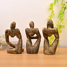 Contemporary gold trio sculptures for tabletop and shelf decor

