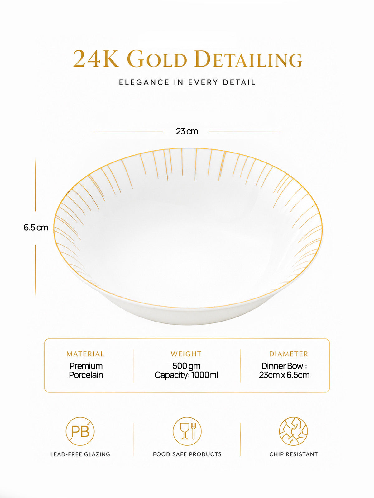 Golden Ray 24K gold serving bowl with elegant design

