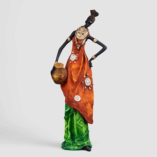 Traditional woman statue with detailed golden craftsmanship

