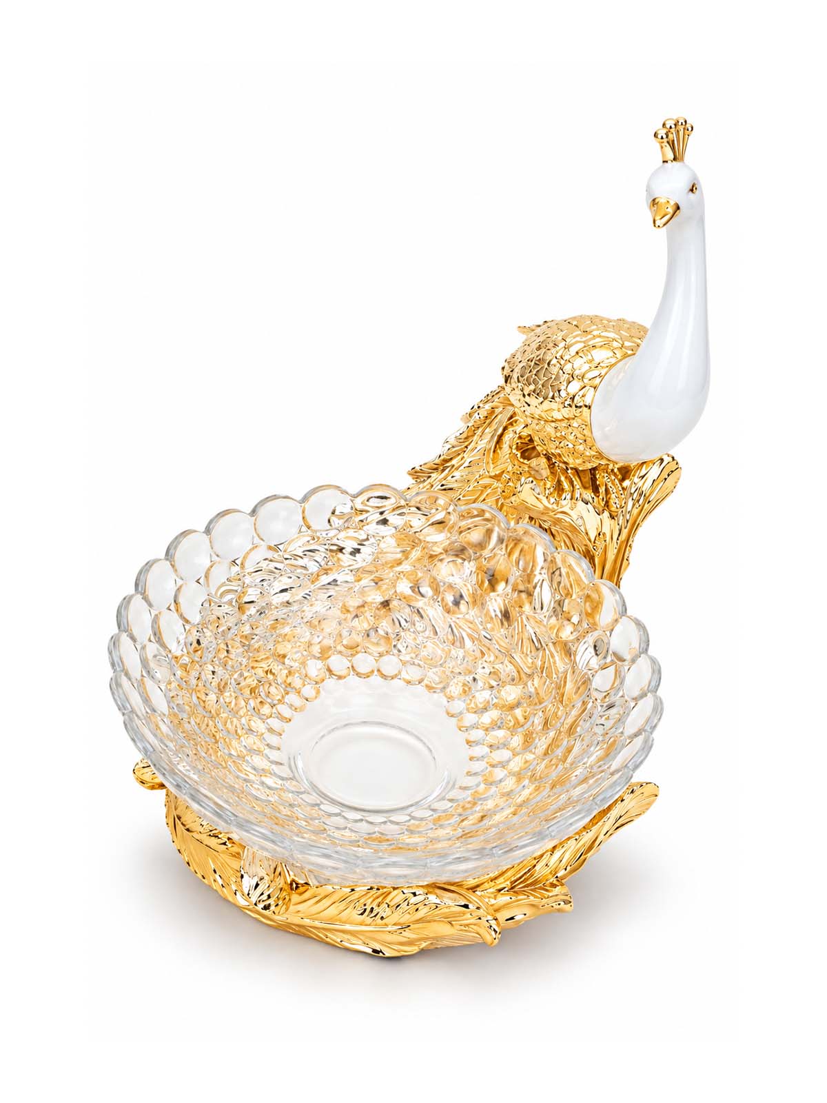 Goldfeather Peacock Fruit Basket showcasing decorative craftsmanship

