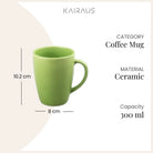 Gorgeous Green Coffee Mug Set of 6 Displayed Together

