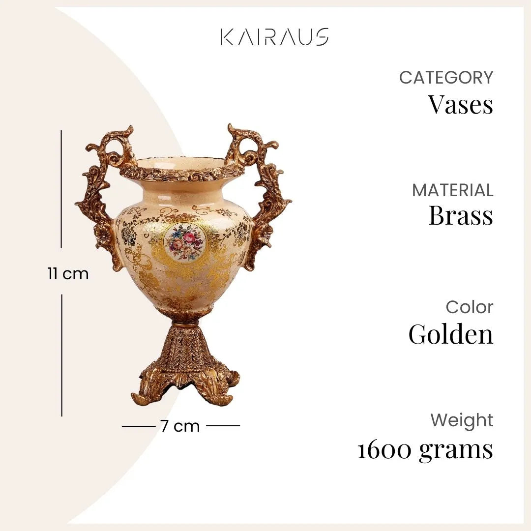 Ornate brass vase with classic Baroque design

