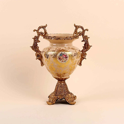 Intricately designed brass vase for elegant interiors

