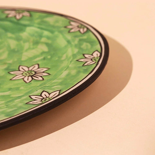 Green floral serving plate