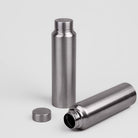 Grey Stainless Steel Bottle photographed in natural lighting

