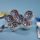 Hand-painted ribbed porcelain bowls set of 6