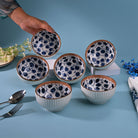 Decorative ribbed porcelain bowls set of 6

