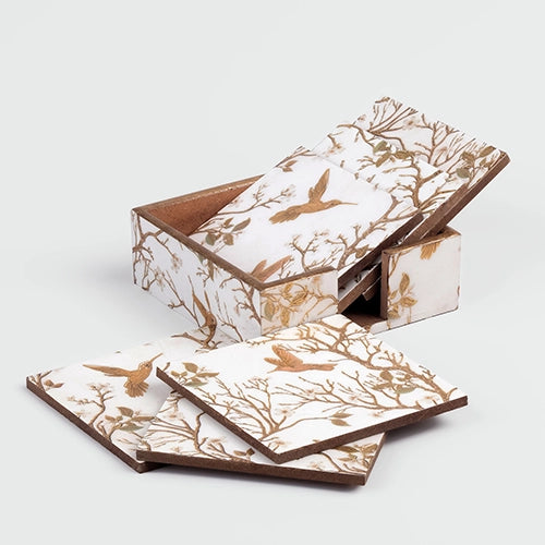 Premium wooden coasters with glossy handcrafted finish

