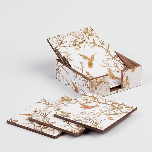 Glossy wooden coasters for cups, mugs, and glasses

