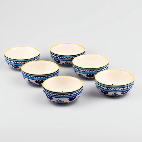 Set of six handcrafted ceramic katori bowls

