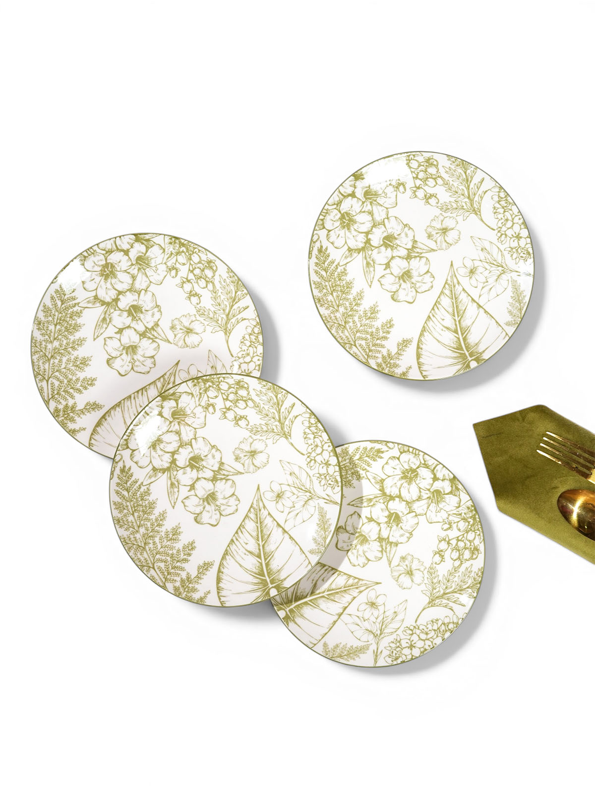 Hazel porcelain quarter plates set of 4 in 7.8-inch size

