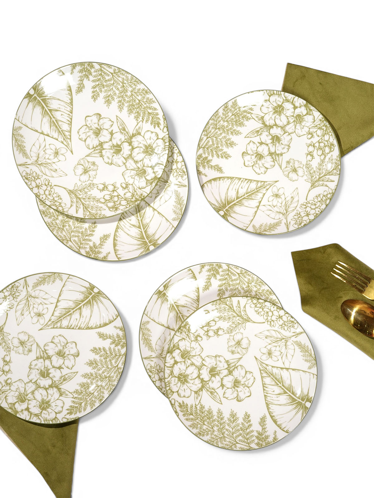 Hazel porcelain quarter plates set of 6 in 7.8-inch size

