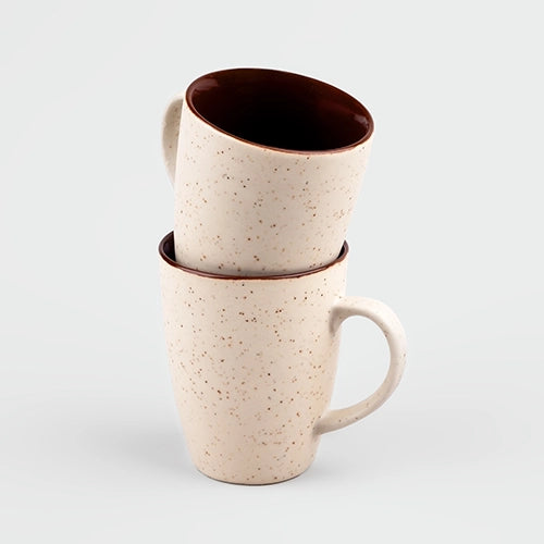Set of Two Ivory Mist Ceramic Coffee Mugs in Elegant Ivory Finish

