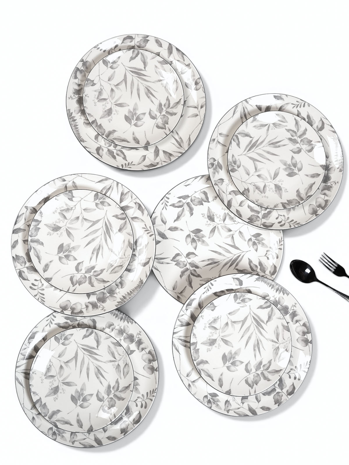 Ivory porcelain dinner and quarter plate set of 6

