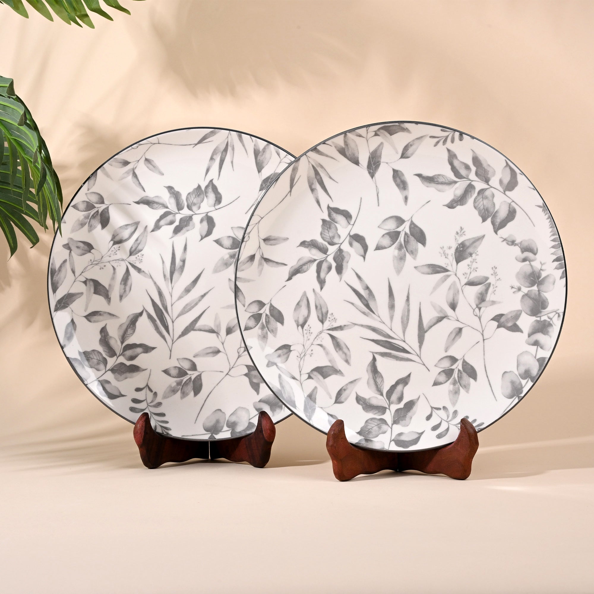 Ivory porcelain dinner plates set of 2