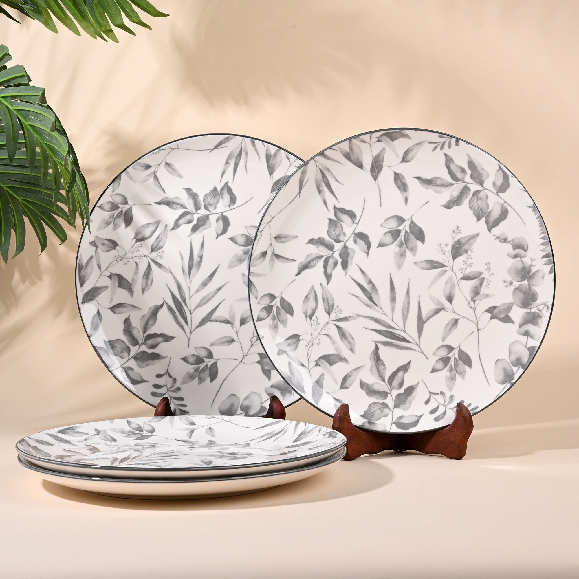 Ivory porcelain dinner plates set of 4