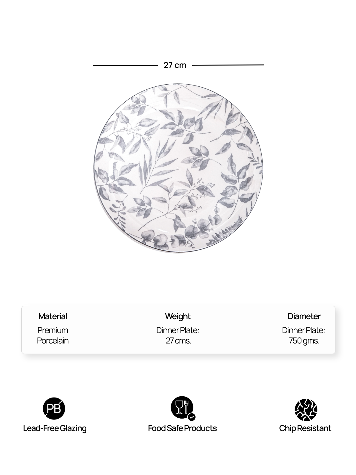Ivory set of four porcelain dinner plates for everyday dining