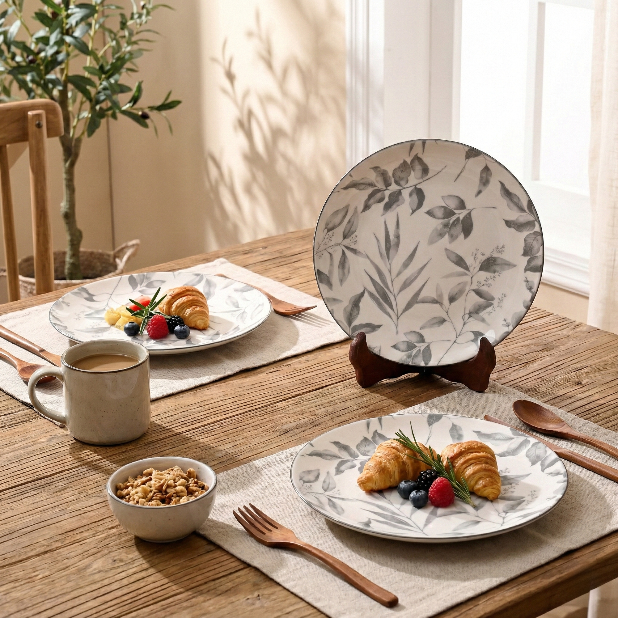 Set of two Ivory porcelain quarter plates

