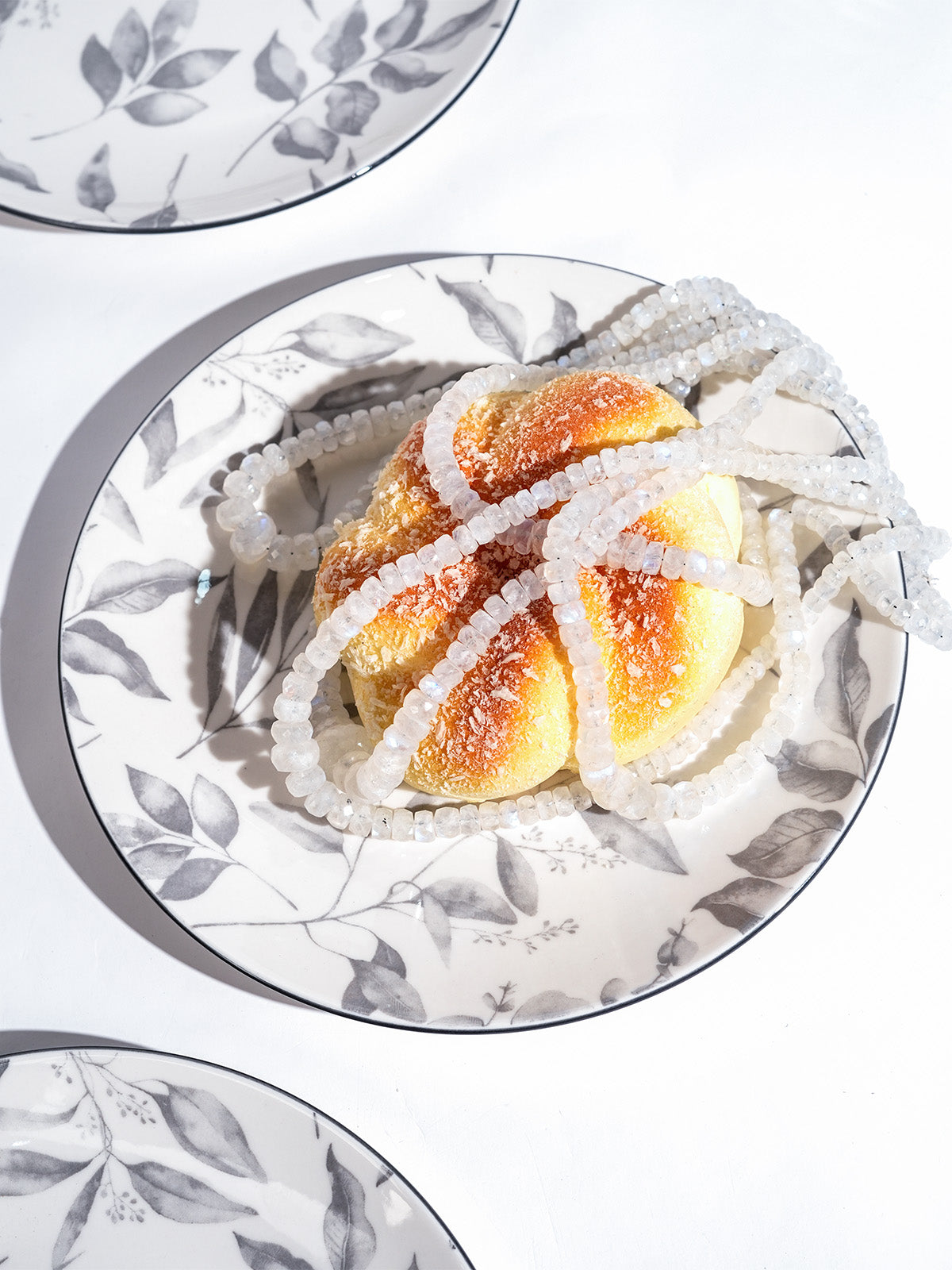 Ivory porcelain quarter plates for serving desserts and sweets

