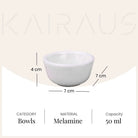 Small ivory white melamine bowls for dips and sauces

